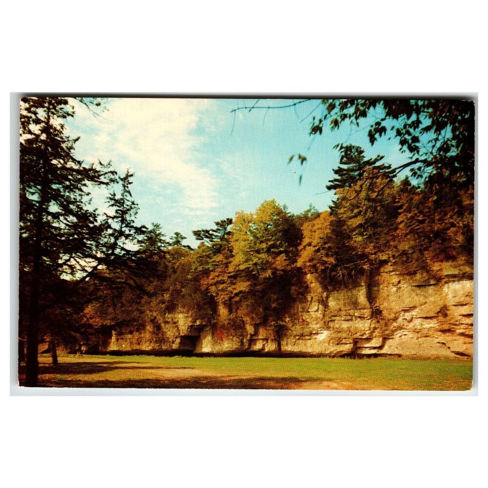 White Pines State Park Oregon Illinois Overhanging Rocks Ektachrome Postcard